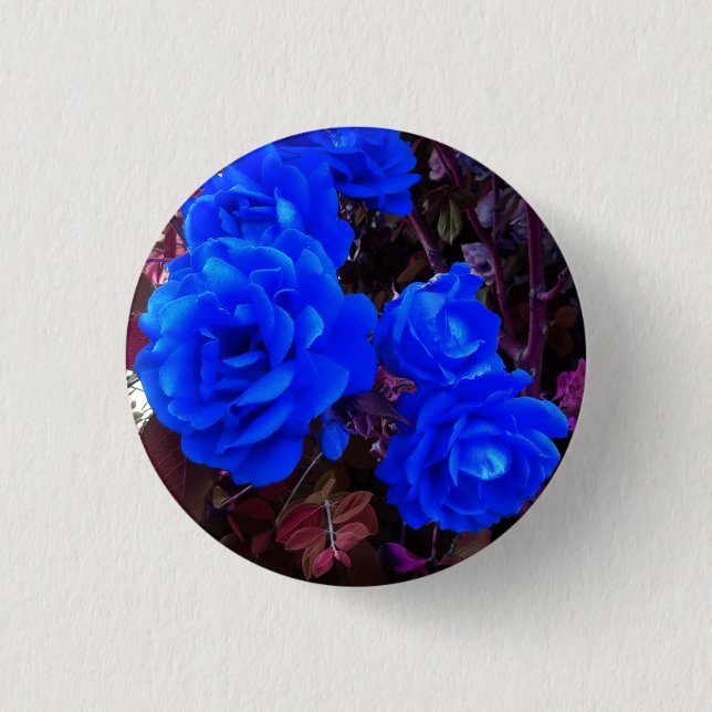 Electric blue Roses  1 Inch Round Button (Front)