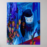 Electric Blue Siamese Cat Abstract Animal Art