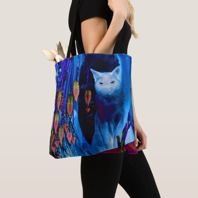 Electric Blue Siamese Cat Animal Art  Tote Bag (Close Up)