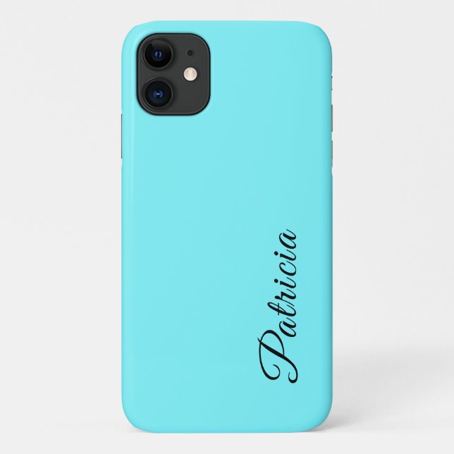 Electric Blue Solid Colour Minimalist Elegant Name Case-Mate iPhone Case (Back)