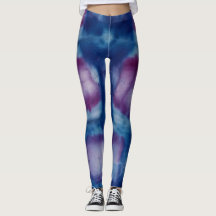 Electric Blue Splash Abstract Paint Yoga Leggings