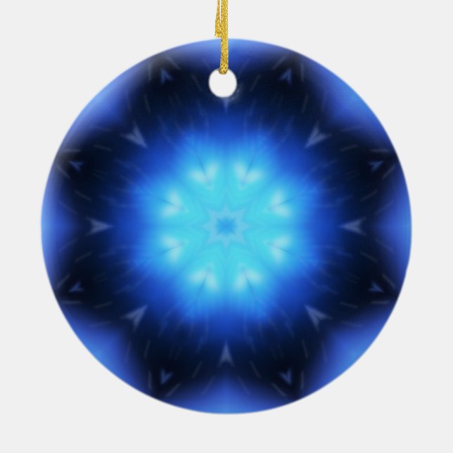Electric Blue Star Ceramic Ornament (Back)