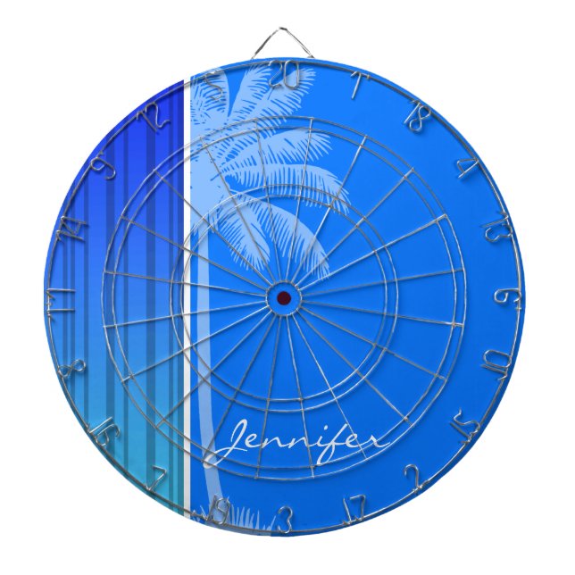 Electric Blue Vertical Stripes; Striped; Palm Dartboard (Front)