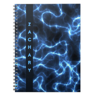 Electric Blue Waves   Personalized Spiral Notebook