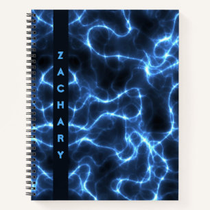 Electric Blue Waves   Personalized Spiral Notebook