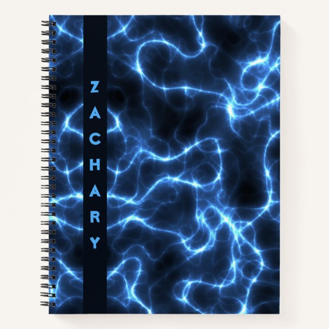 Electric Blue Waves | Personalized Spiral Notebook (Front)