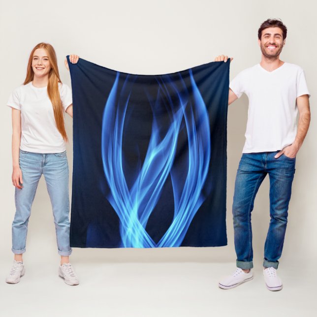 Electric Blue Wisps Organic Flow Fleece Blanket (In Situ)