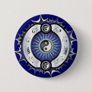 Electric Blue Yin Yang 2 Inch Round Button