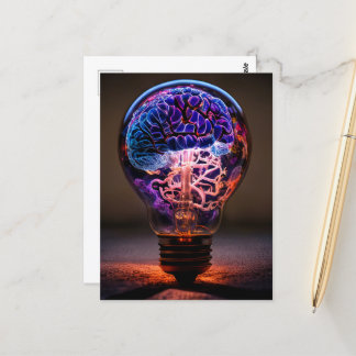 Electric Brain Light Bulb Postcard