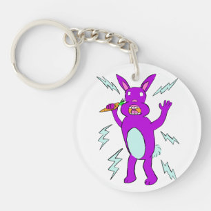 Electric Bunny - Cute Purple Rabbit Keychain