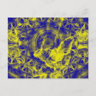 Electric butterfly and mandala horizontal postcard