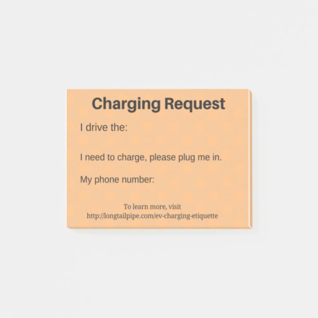 Electric Car charging request Post-it Notes (Front)