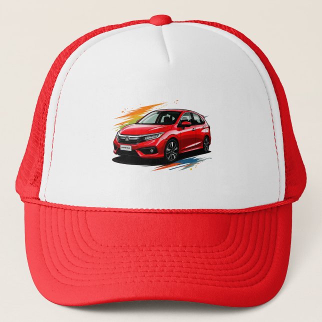 Electric Car with Vibrant Colour Splashes Trucker Hat (Front)