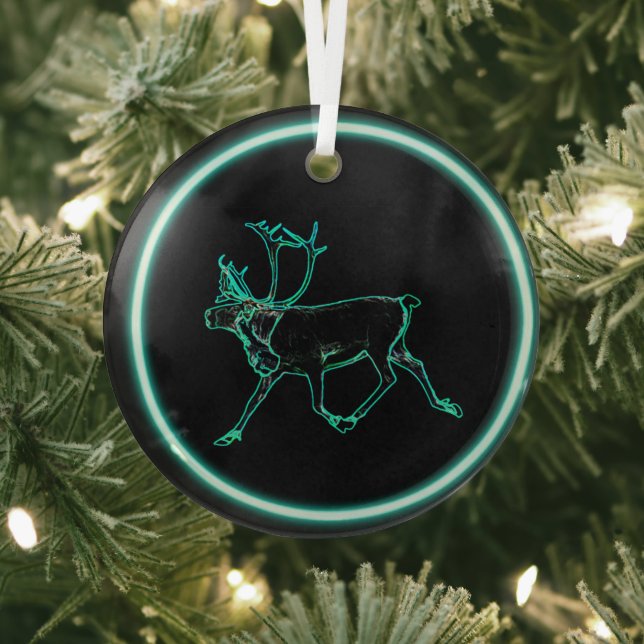 Electric Caribou Glass Ornament (Insitu)