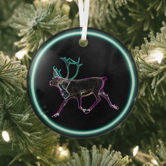 Electric Caribou Glass Ornament (Insitu)