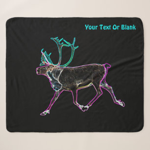 Electric Caribou (Reindeer) Sherpa Blanket