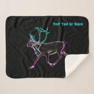 Electric Caribou (Reindeer) Sherpa Blanket