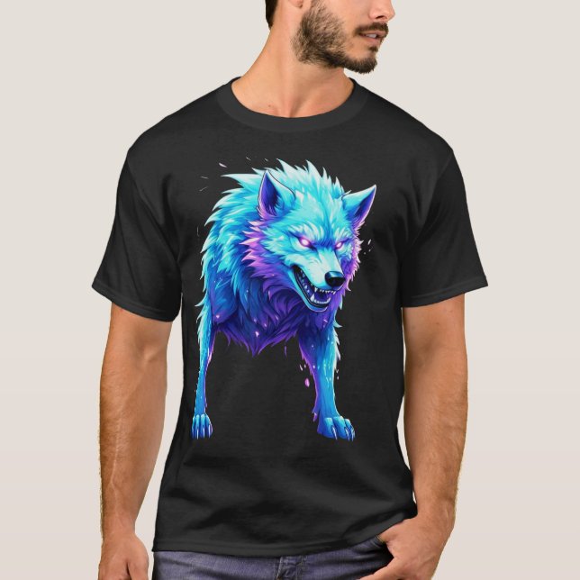 Electric Cartoon Wolf T-Shirt (Front)