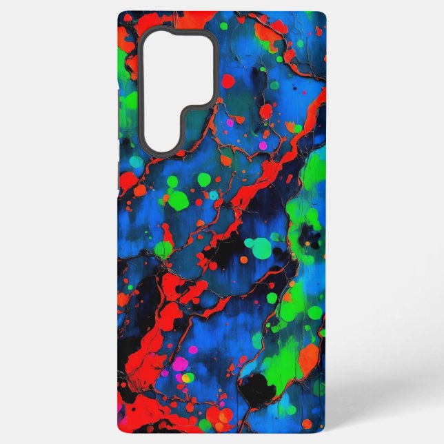 Electric Chaos bold neon abstract paint splash Samsung Galaxy S22 Ultra Case (Back)