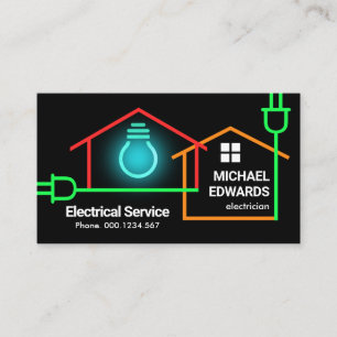 Electric Circuit Powers Bulb Business Card
