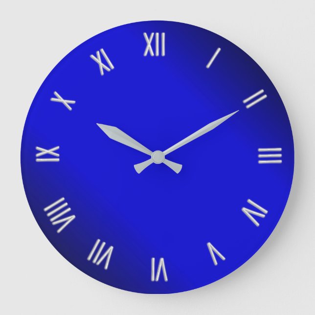 Electric Cobalt Blue White Numerals Diagonal Large Clock (Front)