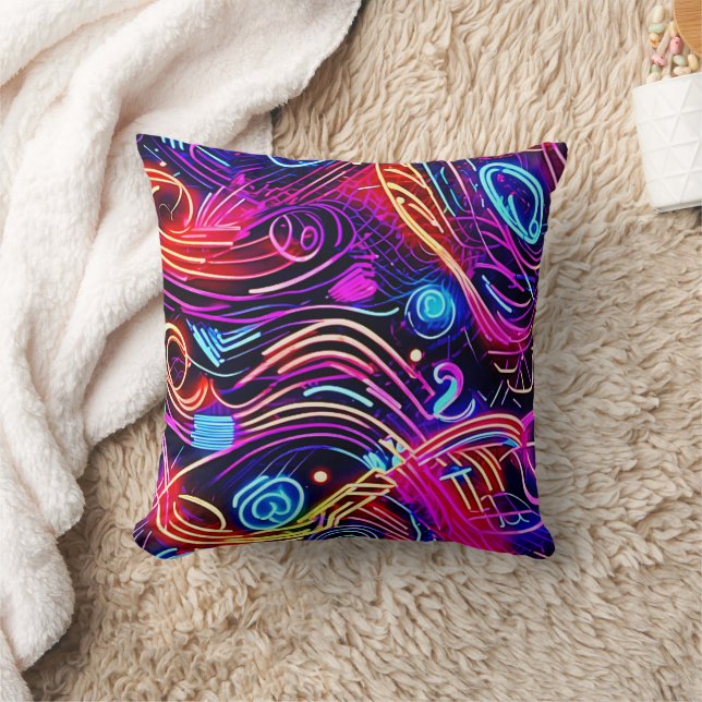 Electric Colour Burst Designs Throw Pillow (Blanket)