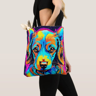 Electric Colour Pop Canine Art Tote Bag