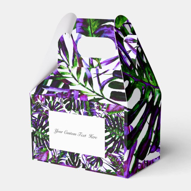 Electric Colour Pop Tropical Palm Leaves Wedding Favor Box (Front Side)