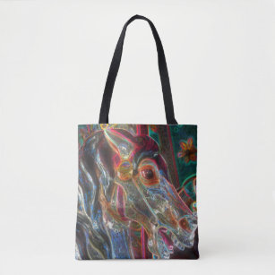 Electric Colours Fiery Steed Carousel Horse Art Tote Bag