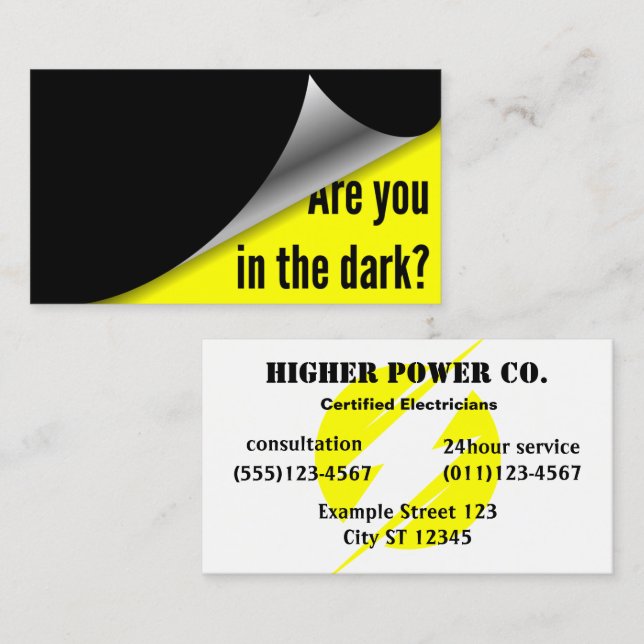 Electric Company - Electrician - Bolt Business Card (Front/Back)