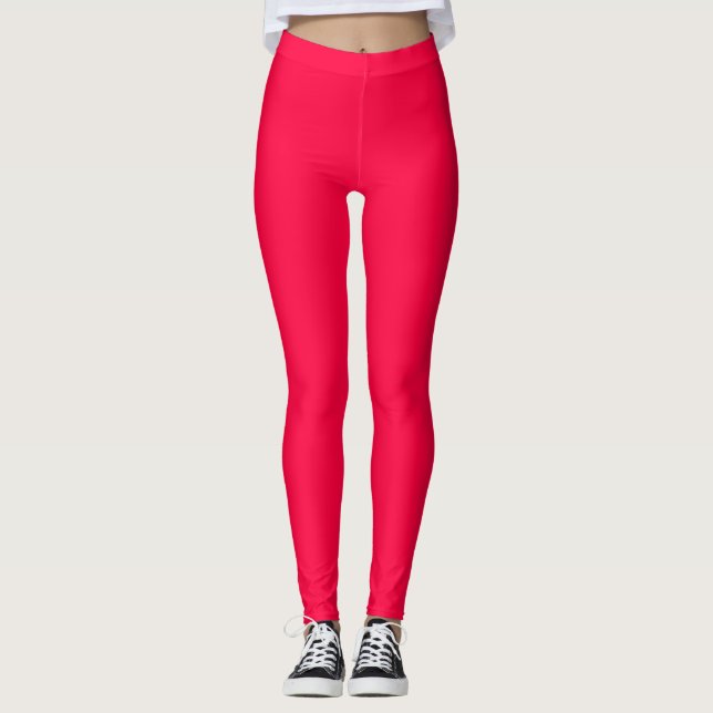 Electric Crimson Solid Colour Leggings (Front)