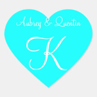 Electric Cyan Custom Monograms Invites