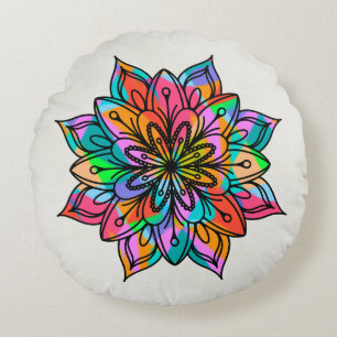 Electric Dragonfly Round Pillow