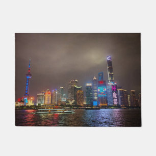 Electric Dreams - Futuristic Shanghai Skyline, A C Doormat