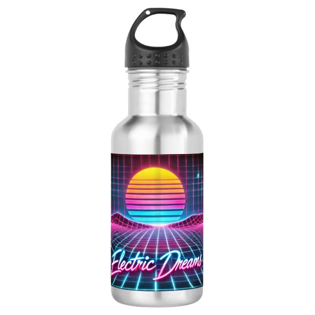 Electric Dreams Retro Neon Mug – 80s  532 Ml Water Bottle (Front)