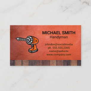 Electric Drill Tool Construction Wood Leather Business Card