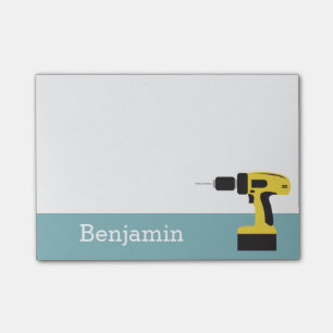 Electric Drill with Custom Name - Light Blue Post-it Notes