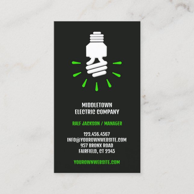 Electric Eco Bulb Business Card (Front)