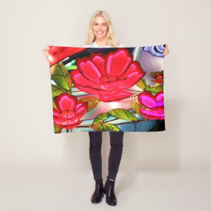 Electric Elegance in Rose Fleece Blanket