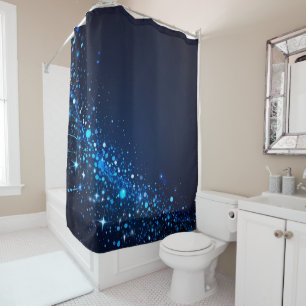 Electric Elegance: Neon Blue sparkles Bathroom 