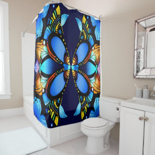 Electric Elegance: Neon Blue sparkles Bathroom 