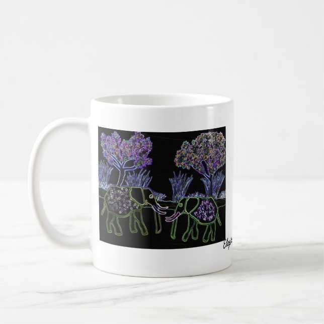 Electric Elephants Coffee Mug (Left)