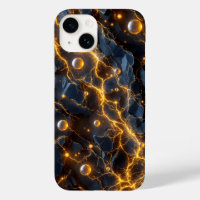 Electric Energy Abstract with Golden Lightning
