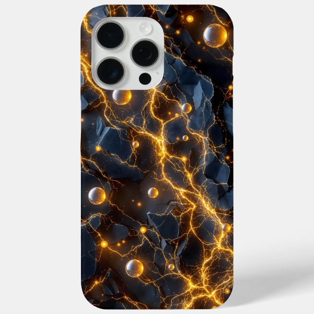 Electric Energy Abstract with Golden Lightning Case-Mate iPhone Case (Back)