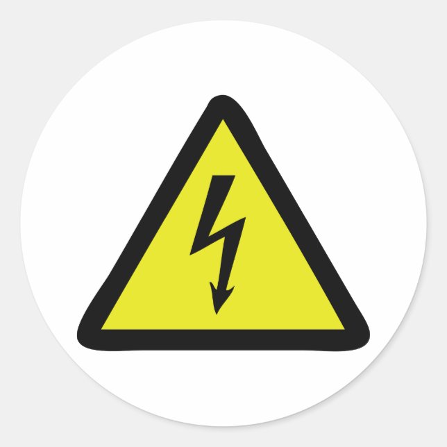 electric flash warning sign classic round sticker (Front)