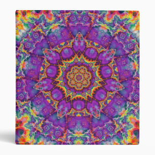 Electric Flower Purple Rainbow Kaleidoscope Art Binder