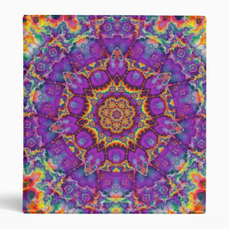 Electric Flower Purple Rainbow Kaleidoscope Art Binder