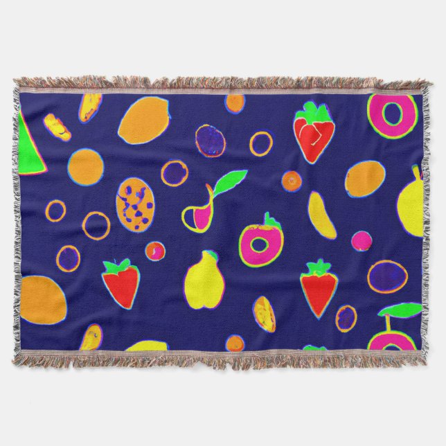 Electric Fruit Fiesta Design Throw Blanket (Front)