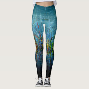 Electric Grass Leggings in Teal Green