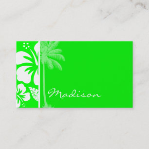 Electric Green Tropical Hibiscus; Palm Business Card
